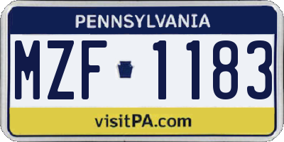 PA license plate MZF1183