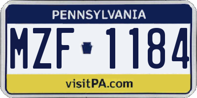 PA license plate MZF1184