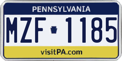 PA license plate MZF1185