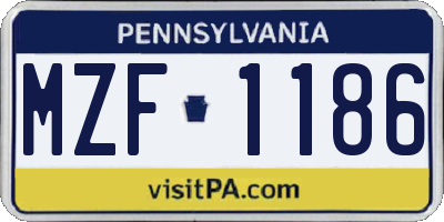 PA license plate MZF1186