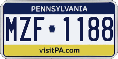 PA license plate MZF1188