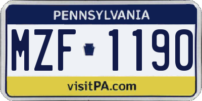 PA license plate MZF1190