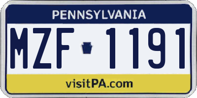 PA license plate MZF1191