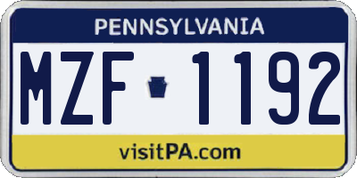 PA license plate MZF1192