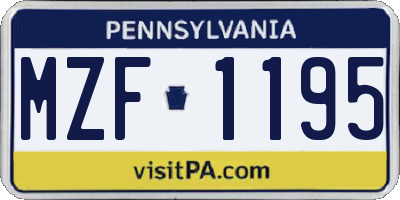 PA license plate MZF1195