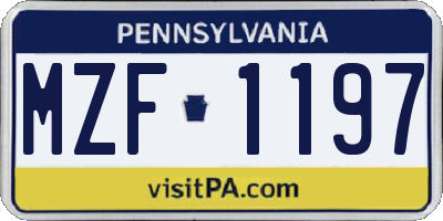 PA license plate MZF1197