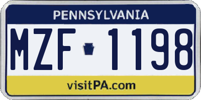 PA license plate MZF1198