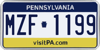 PA license plate MZF1199