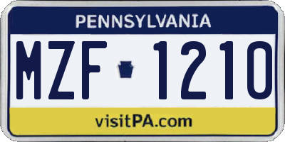 PA license plate MZF1210