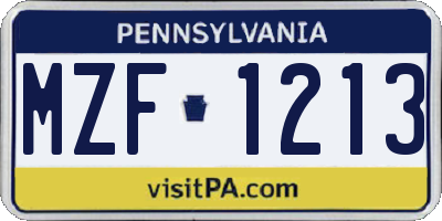 PA license plate MZF1213
