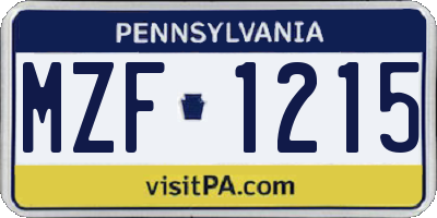 PA license plate MZF1215