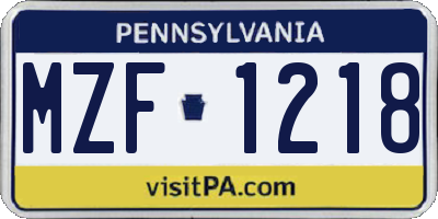 PA license plate MZF1218