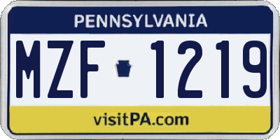 PA license plate MZF1219