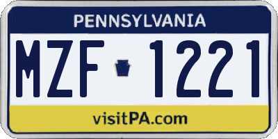 PA license plate MZF1221