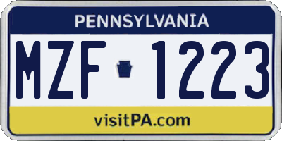 PA license plate MZF1223
