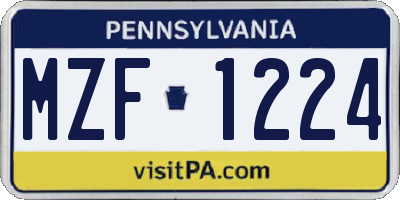 PA license plate MZF1224