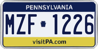 PA license plate MZF1226