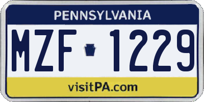 PA license plate MZF1229
