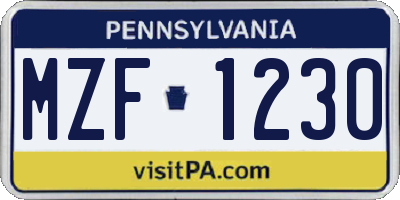 PA license plate MZF1230