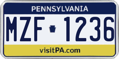 PA license plate MZF1236