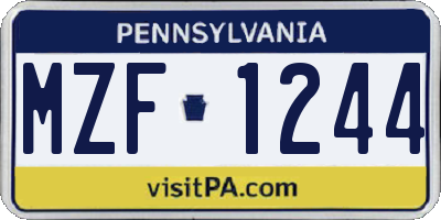 PA license plate MZF1244