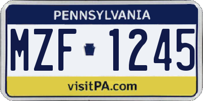 PA license plate MZF1245