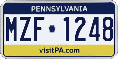 PA license plate MZF1248