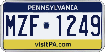 PA license plate MZF1249