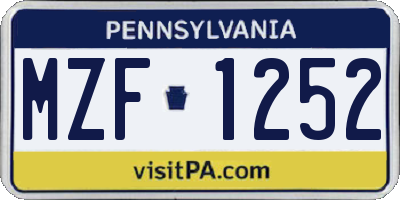 PA license plate MZF1252