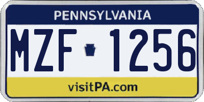 PA license plate MZF1256