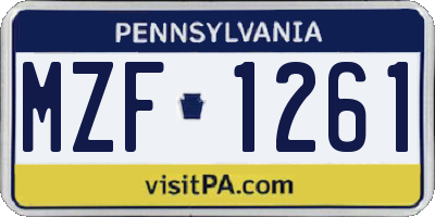 PA license plate MZF1261