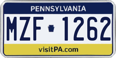PA license plate MZF1262