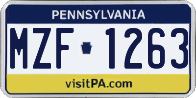 PA license plate MZF1263