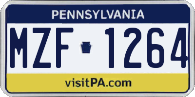PA license plate MZF1264