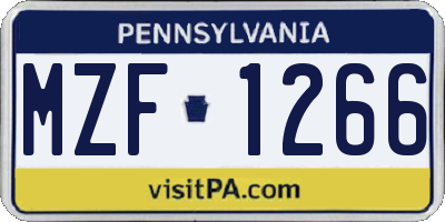 PA license plate MZF1266