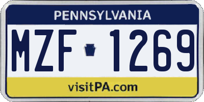 PA license plate MZF1269