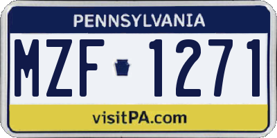 PA license plate MZF1271