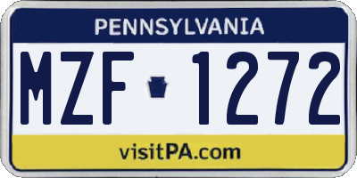 PA license plate MZF1272