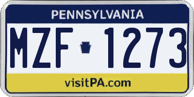 PA license plate MZF1273