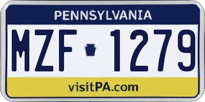 PA license plate MZF1279