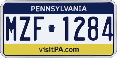 PA license plate MZF1284