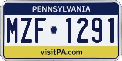 PA license plate MZF1291