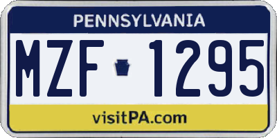 PA license plate MZF1295
