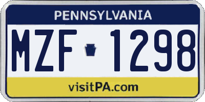 PA license plate MZF1298
