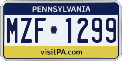 PA license plate MZF1299