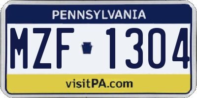 PA license plate MZF1304