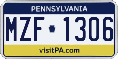 PA license plate MZF1306