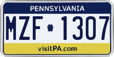 PA license plate MZF1307