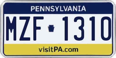 PA license plate MZF1310
