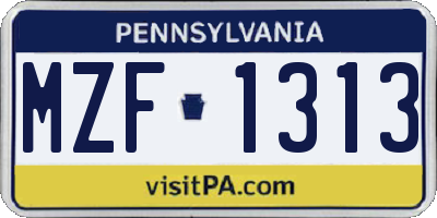 PA license plate MZF1313